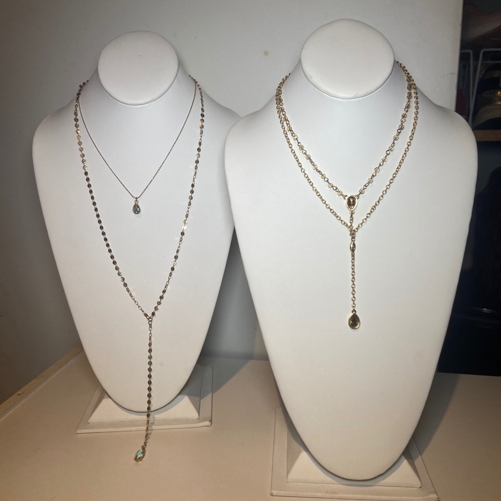 SET of Layered necklaces with gemstone details